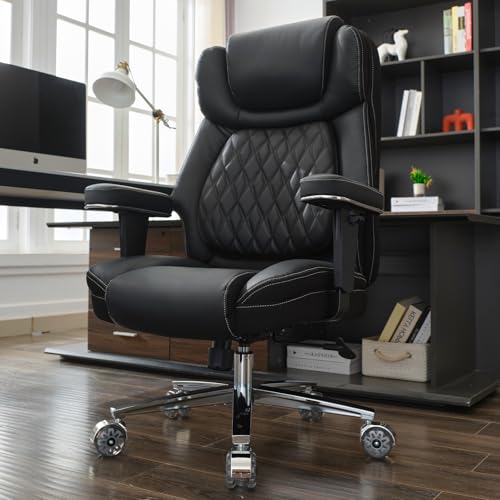750lbs Big and Tall Office Chair,Heavy Duty Office Chairs,Executive Computer Desk Chair Work Chairs, Thick Padded Strong Metal Base Quiet Wheels