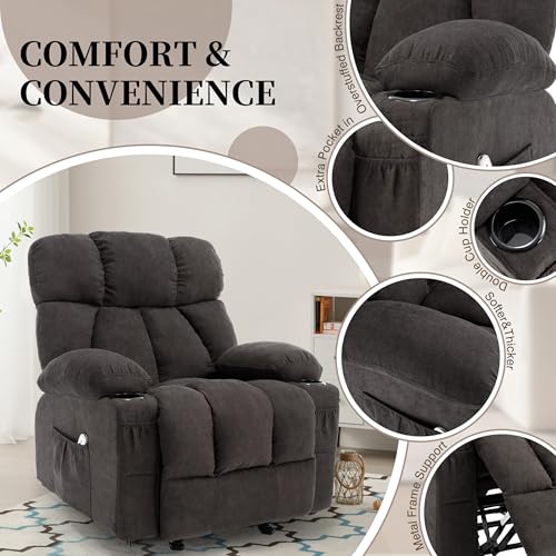 Recliner Chair with Massage and Heat, Rocker Recliner Chairs for Adults, Overstuffed Nursery Rocking Chairs for Living Room