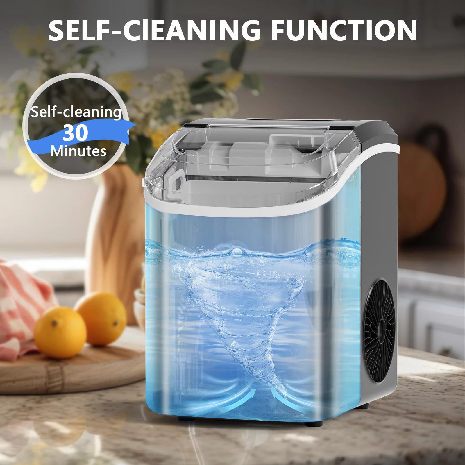 COWSAR 33lbs Countertop Nugget Ice Maker, Potable with Scoop,聽Soft Nugget Ice Ready in 10mins, Red