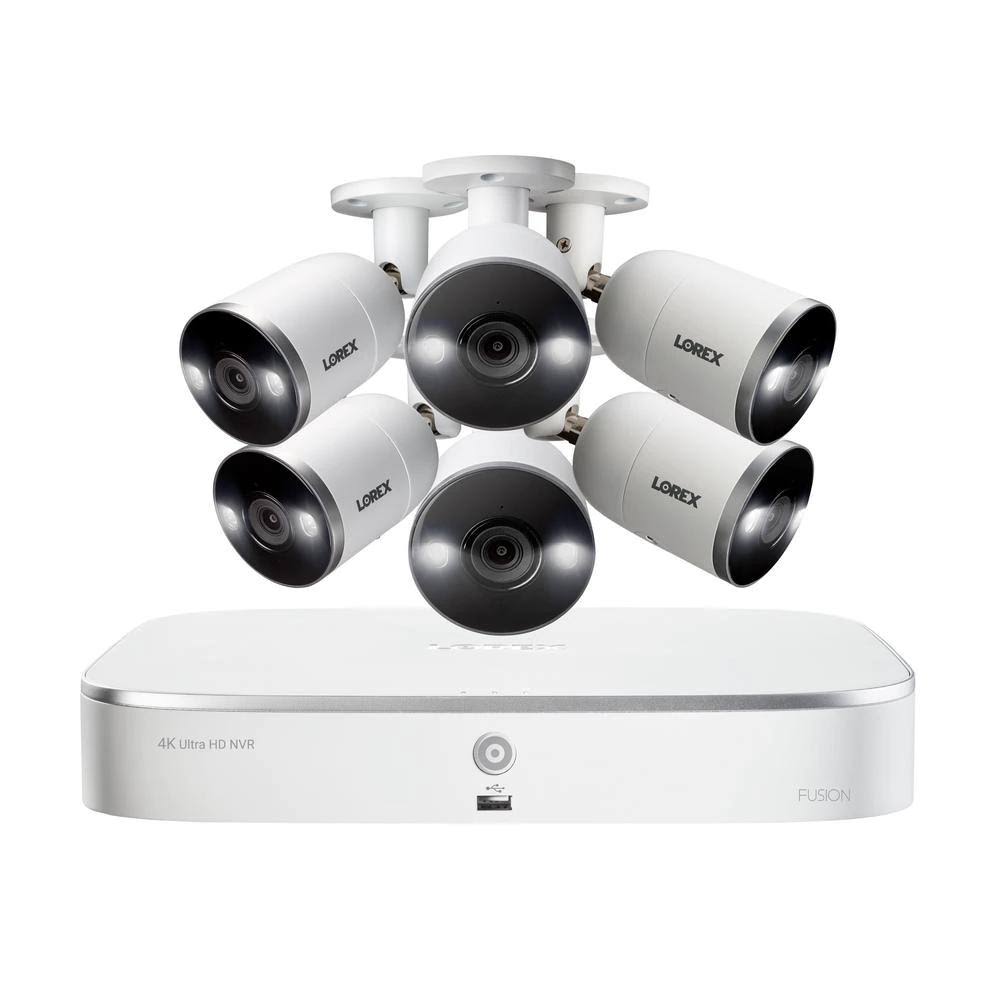 Lorex 4K Ultra HD 8-Channel 3tb Fusion NVR System with 6X 8MP Bullet Cameras