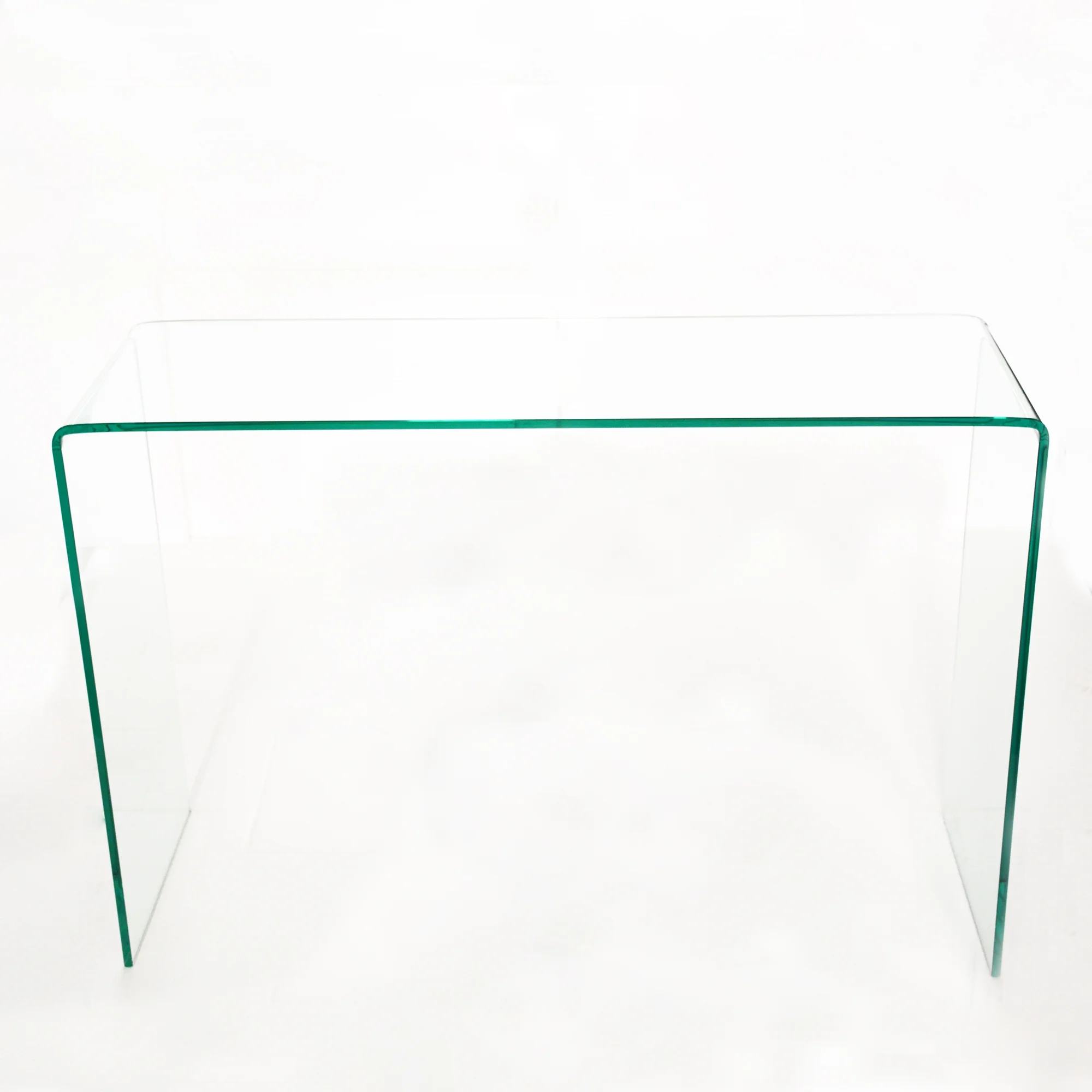 Dcenta Glass Console Table, Transparent Tempered Glass Console Table with Rounded Edges Desks, Sofa Table