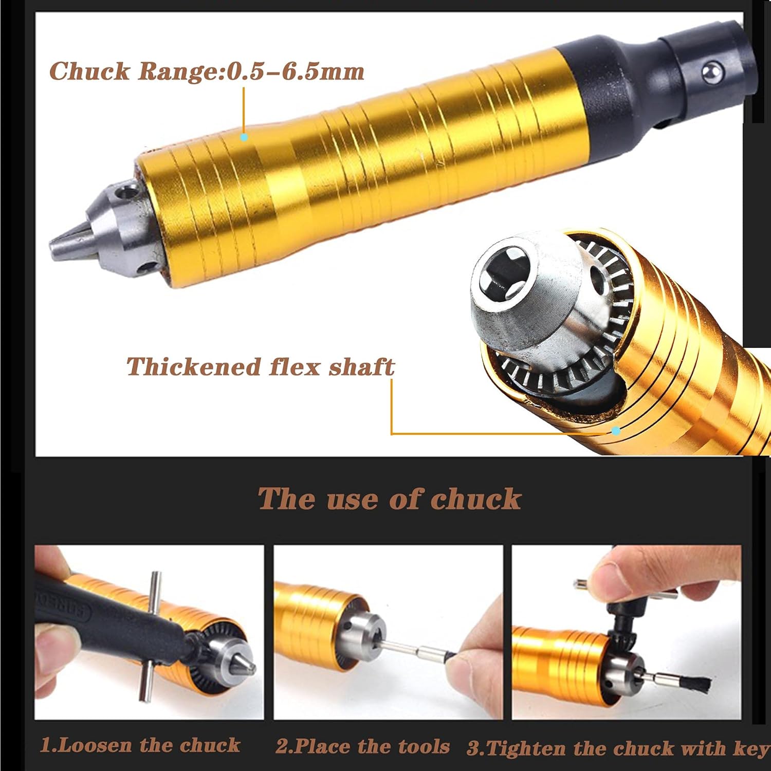 FlySkip Flex Shaft Rotary Tool 780W 6.5MM Flex Shaft Hanging Grinder Carver 1/4 Inch HP Flex Shaft Tool Multi-function Metalworking with Foot Pedal