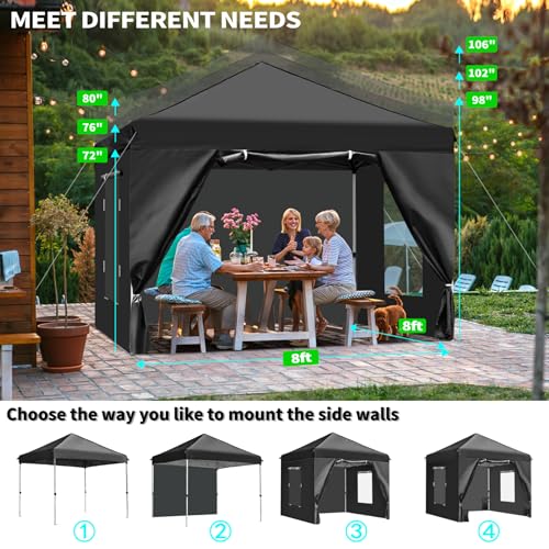 10x10 Pop Up Canopy Tent with 4 Removable Sidewalls and Windows, Ez Pop Up Outdoor Canopy, Adjustable Commercial Tent with Roller Bag
