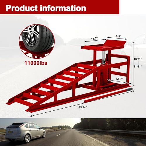 2 Pack Hydraulic Car Ramps 5T 10000lbs Low Profile Car Lift Service Ramps Truck Trailer Garage,Height Hydraulic Vehicle Ramps