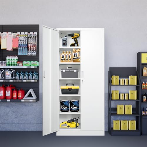 Metal Storage Cabinet with 2 Doors and 5 Adjustable Shelves