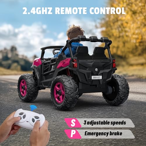 24V 2 Seater Ride on Car Truck, 4x200W, EVA Tires, 4WD/2WD, Rainbow Lights, Remote Control, Shock Absorbers, Bluetooth
