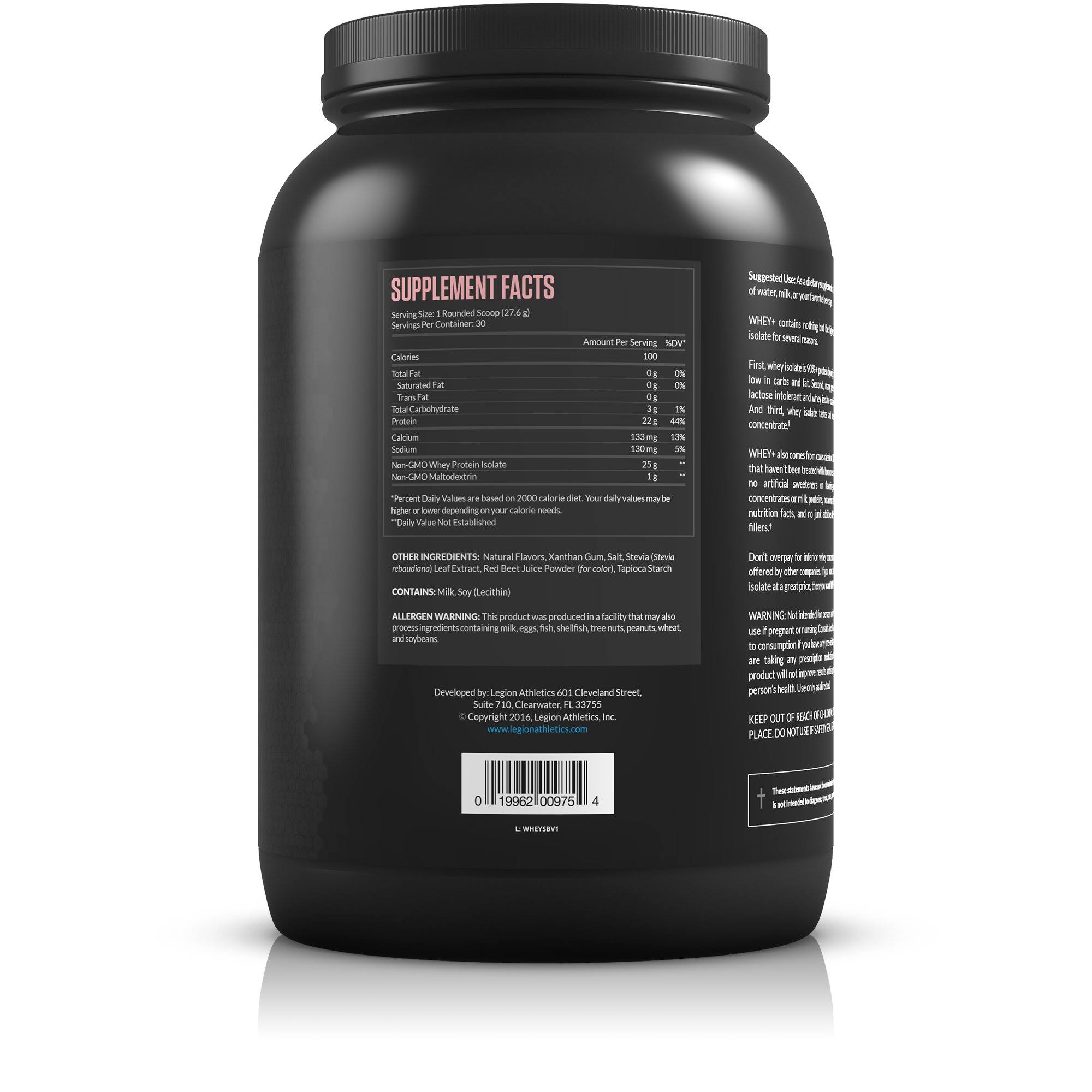 Legion Whey+ Strawberry Banana Whey Isolate Protein Powder from Grass Fed Cows -