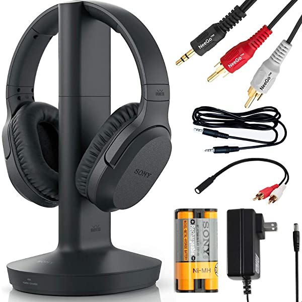 Sony Wireless Headphone & Cable Bundle &ndash; Wireless Home Theater Over-Ear Headphones Feature 150-Foot Range, Volume Control, Voice Mode