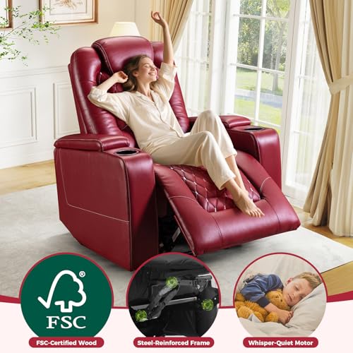 ANJ Power Recliner Chair with USB Ports and Cup Holders
