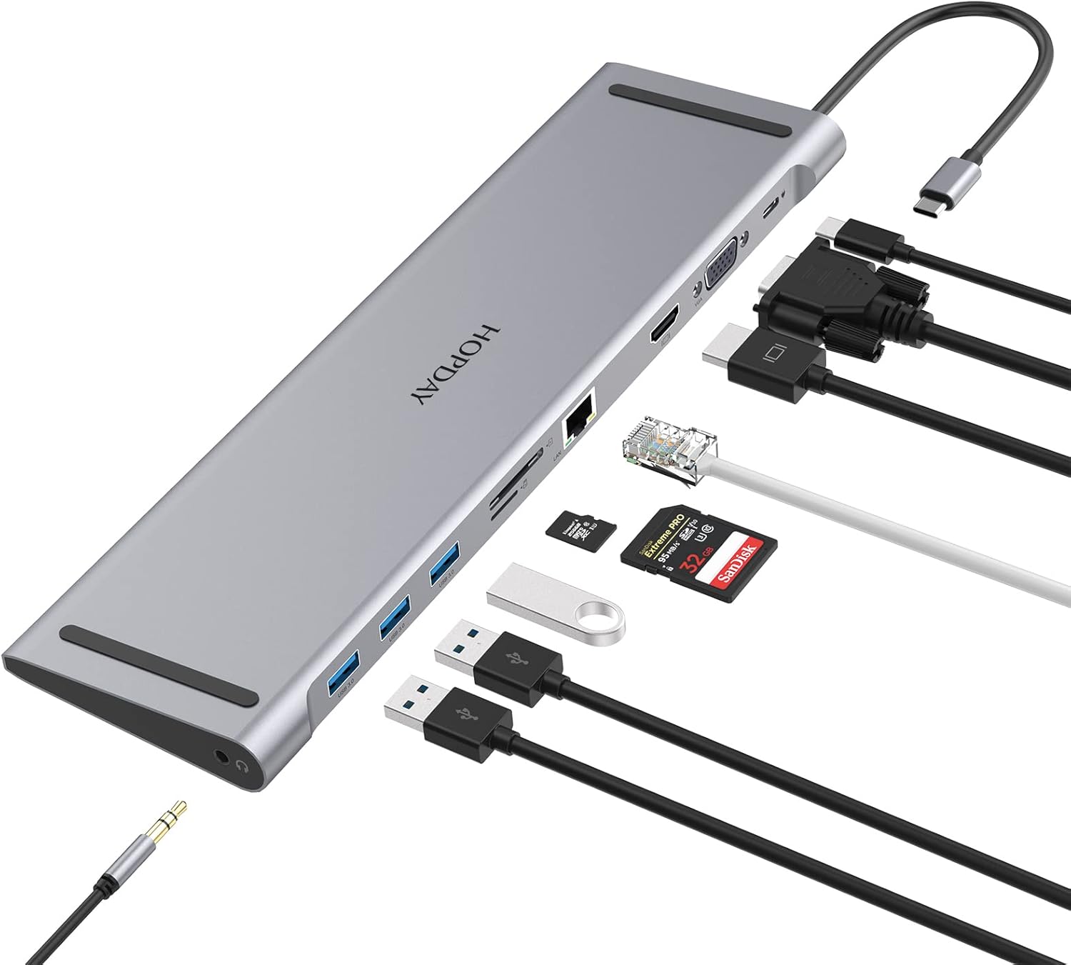 Docking Station, HOPDAY 10 in 1 Dual Display Laptop USB C Docking Station, USB C Hub Dock for MacBook & Windows ( HDMI, VGA, PD 100W, Ethernet