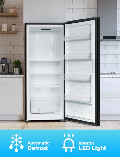 Commercial Cool 11.1 Cu. Ft. Convertible Freezer Refrigerator, Upright Fridge with Glass Shelves, Reversible Door, ENERGY STAR rated, Auto Defrost