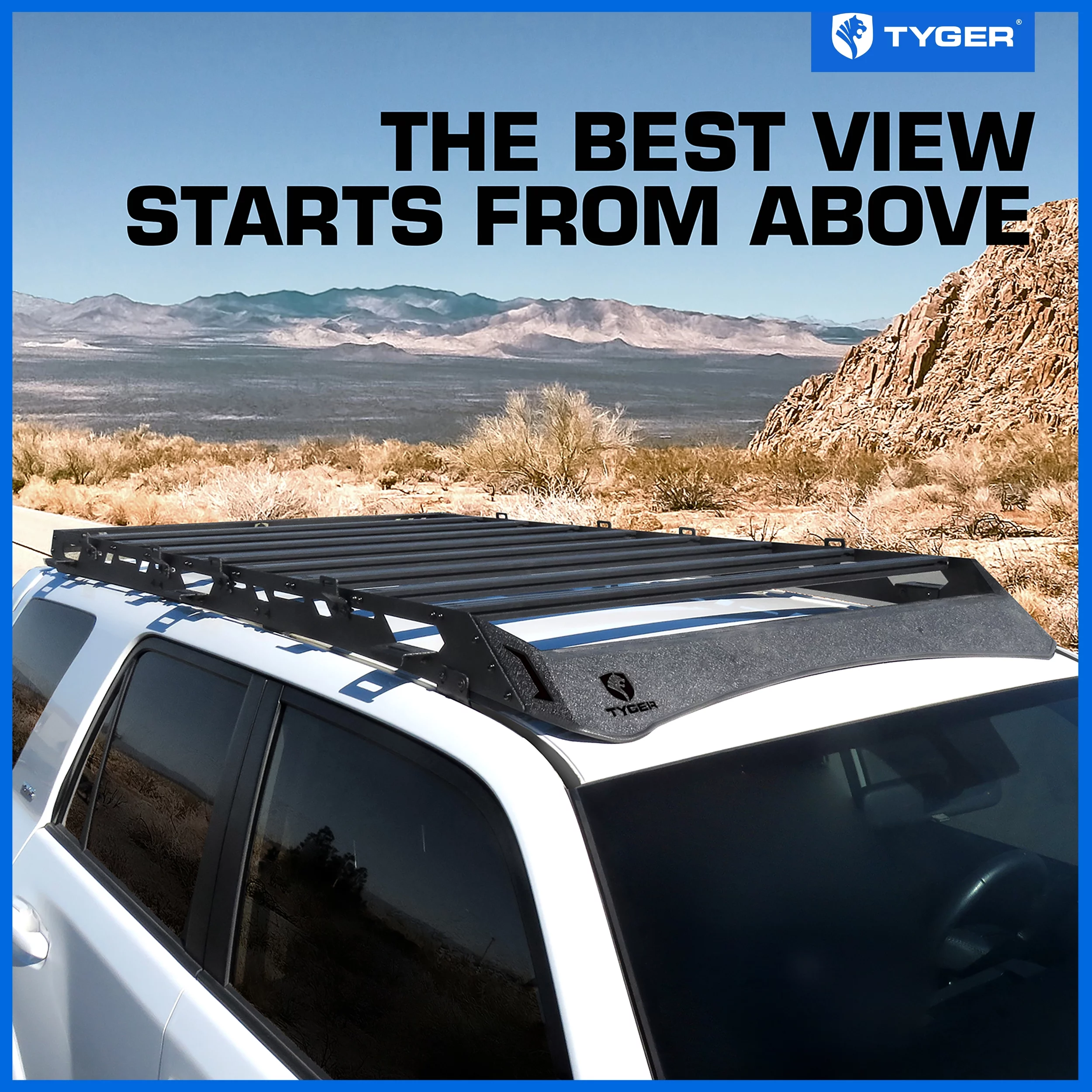 Tyger Auto Platform Style Roof Rack Compatible with 2010-2024 Toyota 4Runner | Cargo Storage Carrier for Outdoors Gear| Paintable Accent Inserts to