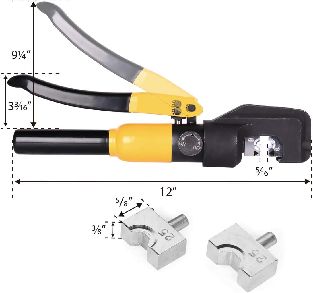 10 Tons Hydraulic Wire Battery Cable Lug Terminal Crimper Crimping Tool With 9 Pairs of Dies