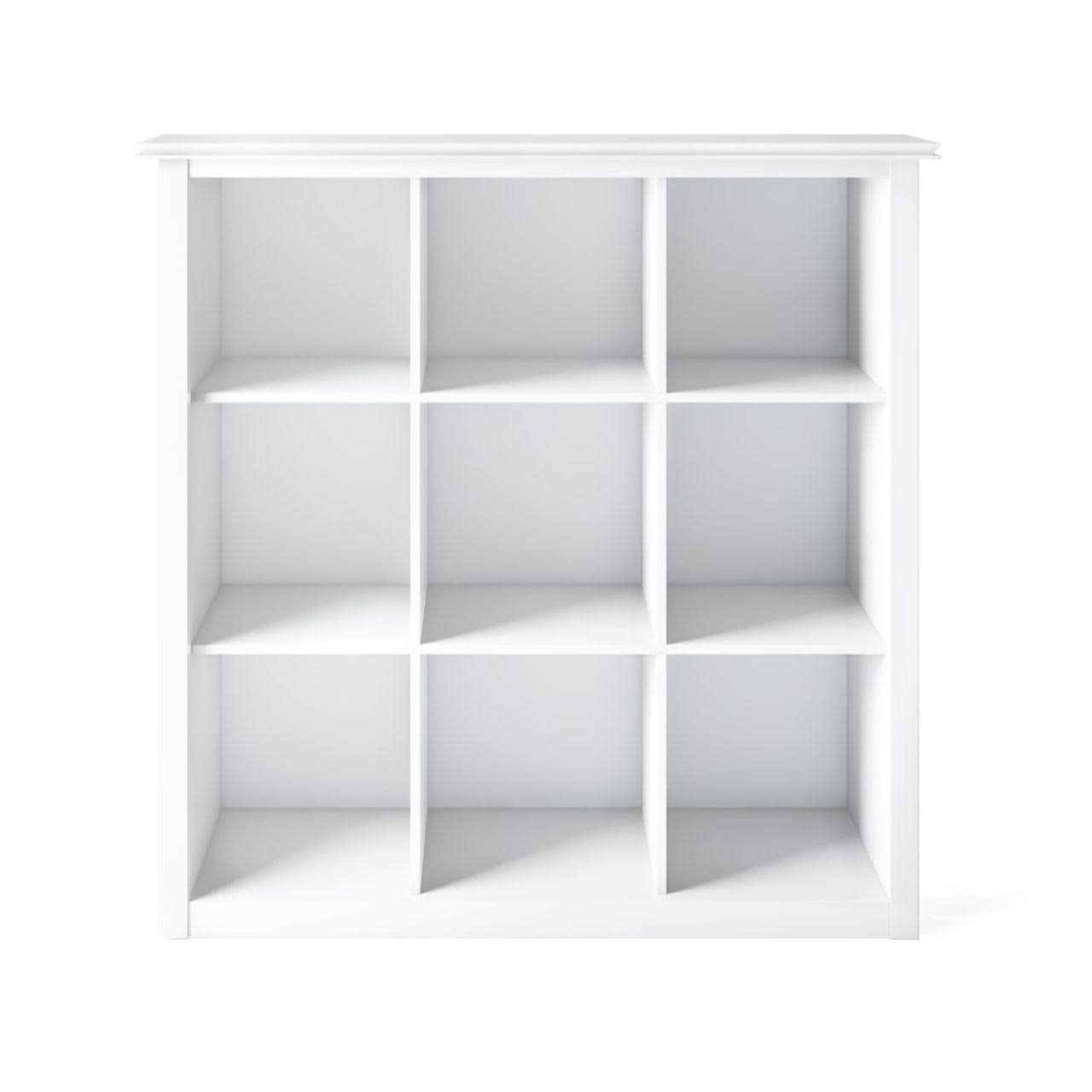 Simpli Home Artisan Solid Wood 45-inch x 43-Inch Contemporary 9 Cube Bookcase and Storage Unit in White