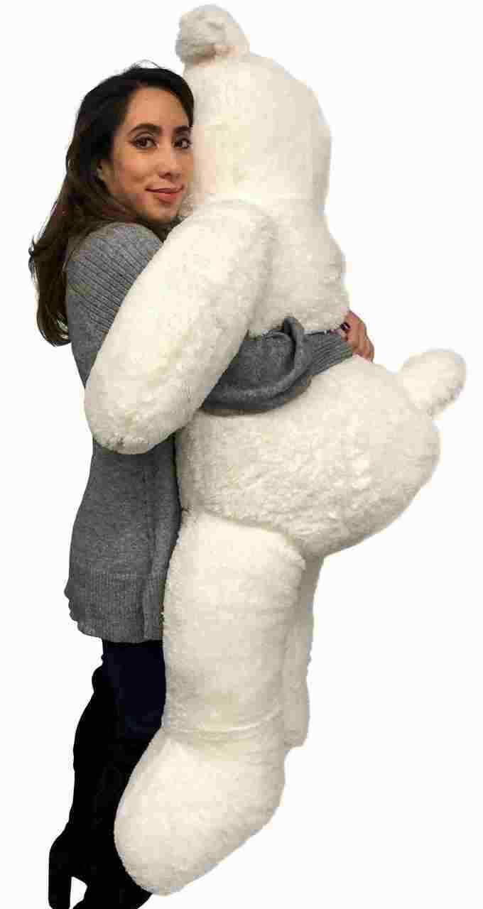 Big Plush American Made Giant White Teddy Bear 5 Feet Tall 60 Inches 152 cm Soft Big Stuffed Animal Made in The USA