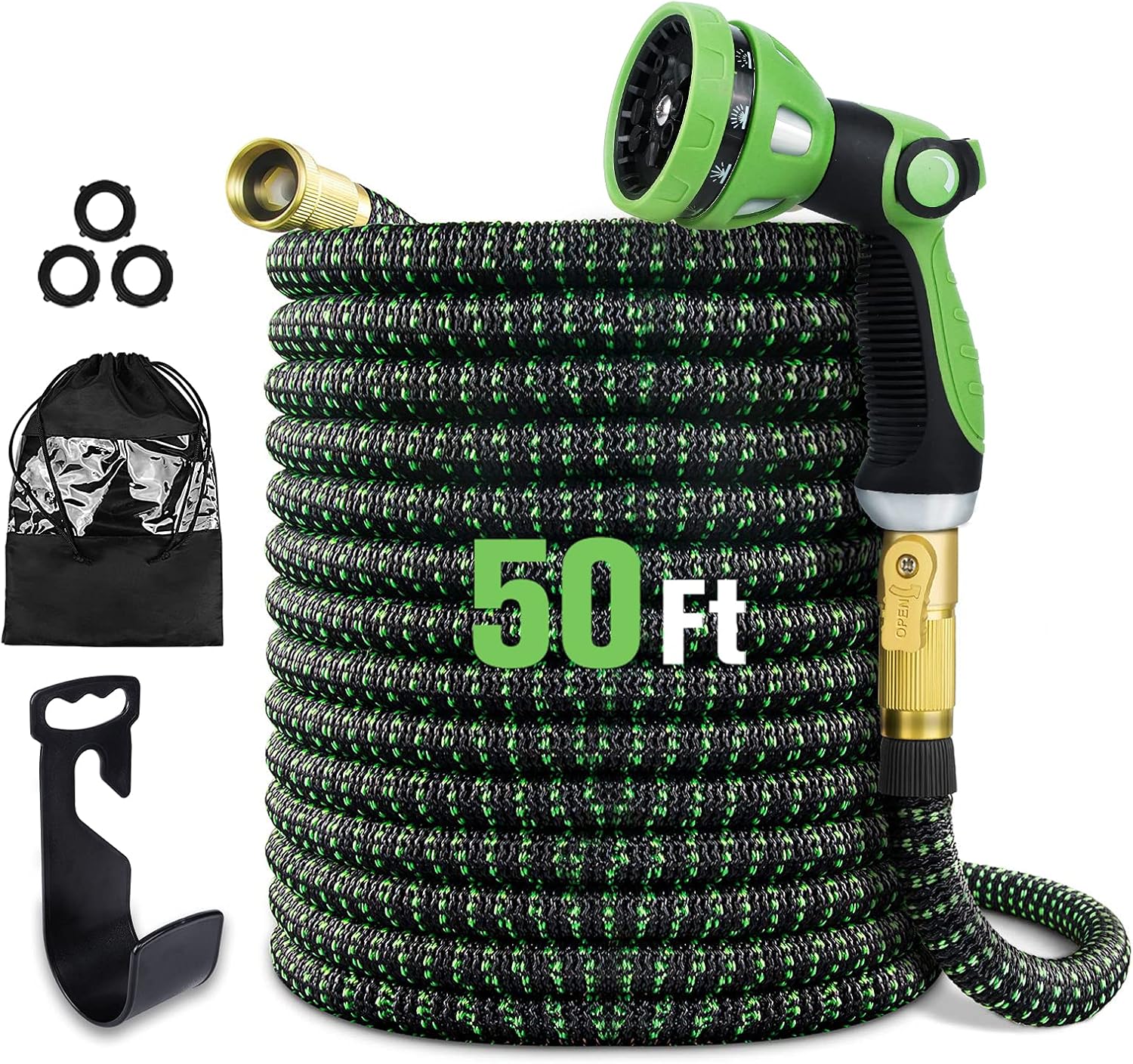 Augtarlion 100 ft Expandable Garden Hose with 10 Function Sprayer, Leak-proof Lightweight Expanding Garden Water Hose with 100% Solid Brass Fittings