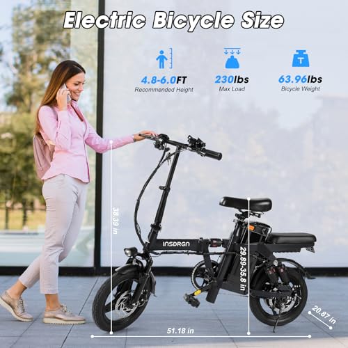 Electric Bike for Adults,14" Folding Adult E Bike with 500W Motor,20 mph,28 Miles Range,Advanced 9-Point Suspension & Pro-Level 44.99% Brake Ratio