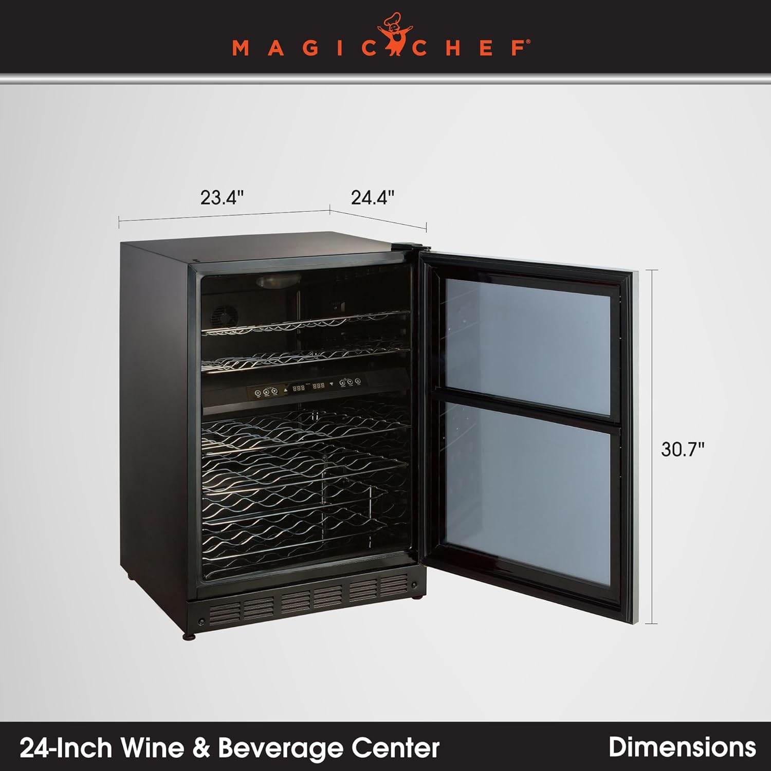 Magic Chef BTWB530ST1 Dual-Zone Wine-and-Beverage Center, Perfect for Use as Freestanding or Countertop Beverage Fridge, 24 Inches, Stainless Steel