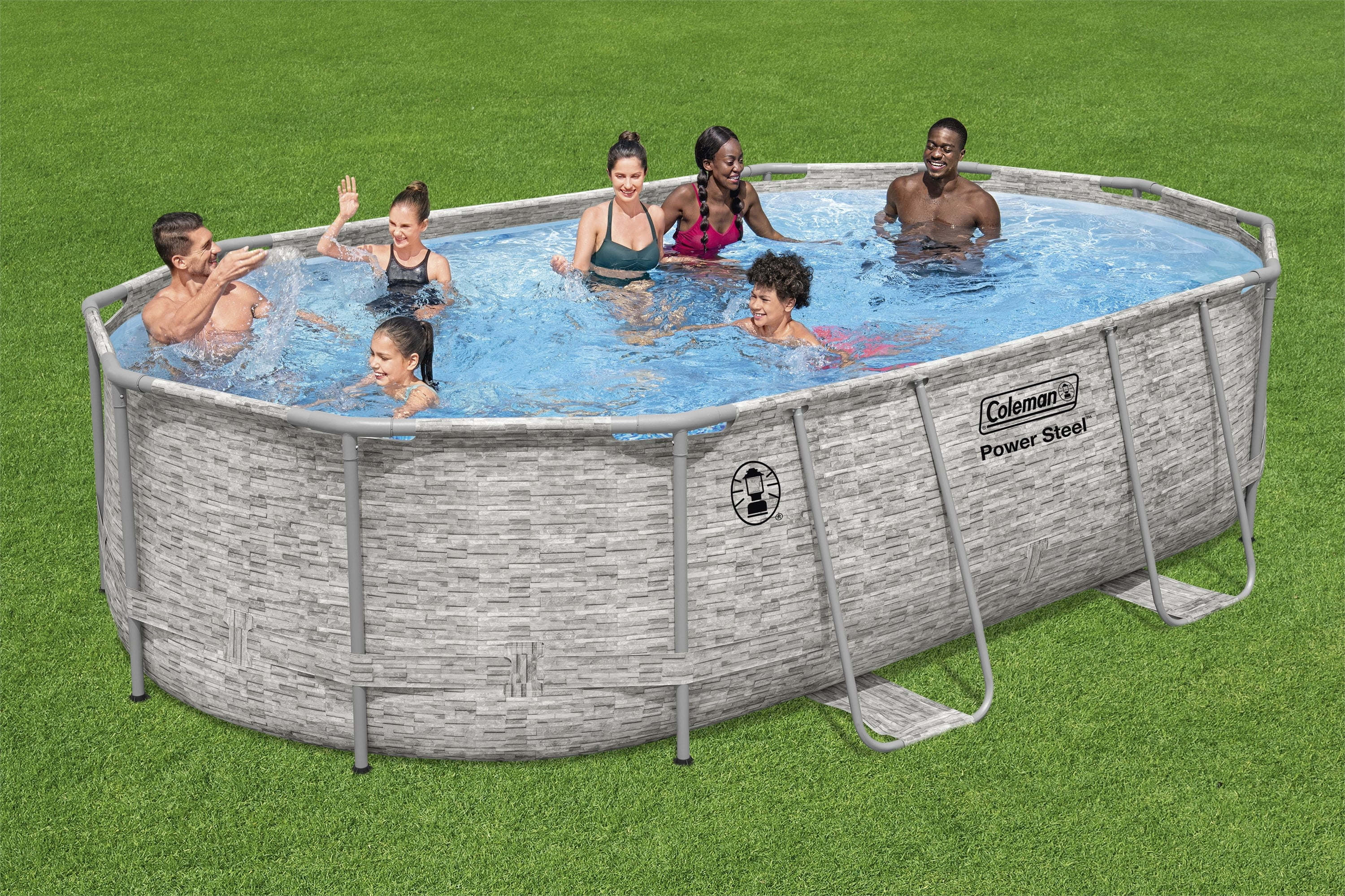 Coleman Power Steel 16 ft. x 10 ft. x 42 in. Oval Metal Frame Above Ground Pool Set