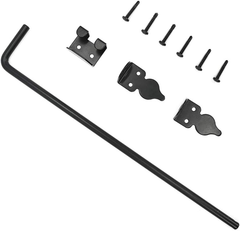 Cane Bolt Heavy Duty Gate Drop Rod 36 inch Steel with Black Finish -2 Pack for Double Door