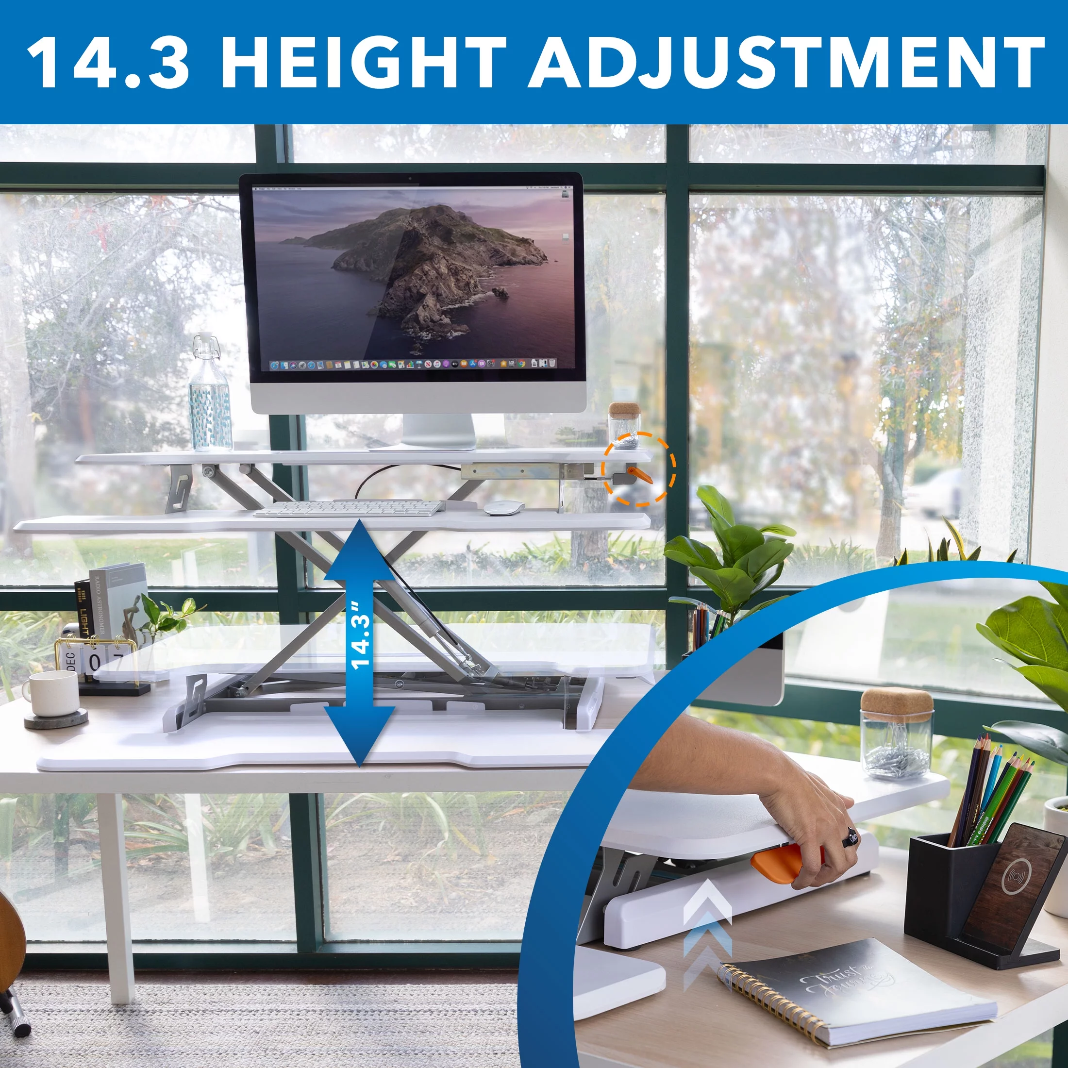 Mount-It! Extra Wide Sit Stand Desk Converter | Ergonomic