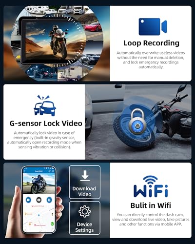 Motorcycle CarPlay & Android Auto 7 inch Motorcycle DVR Wireless Carplay Screen for Moto with Dual 2K Cameras GPS Navigation for Motorbike