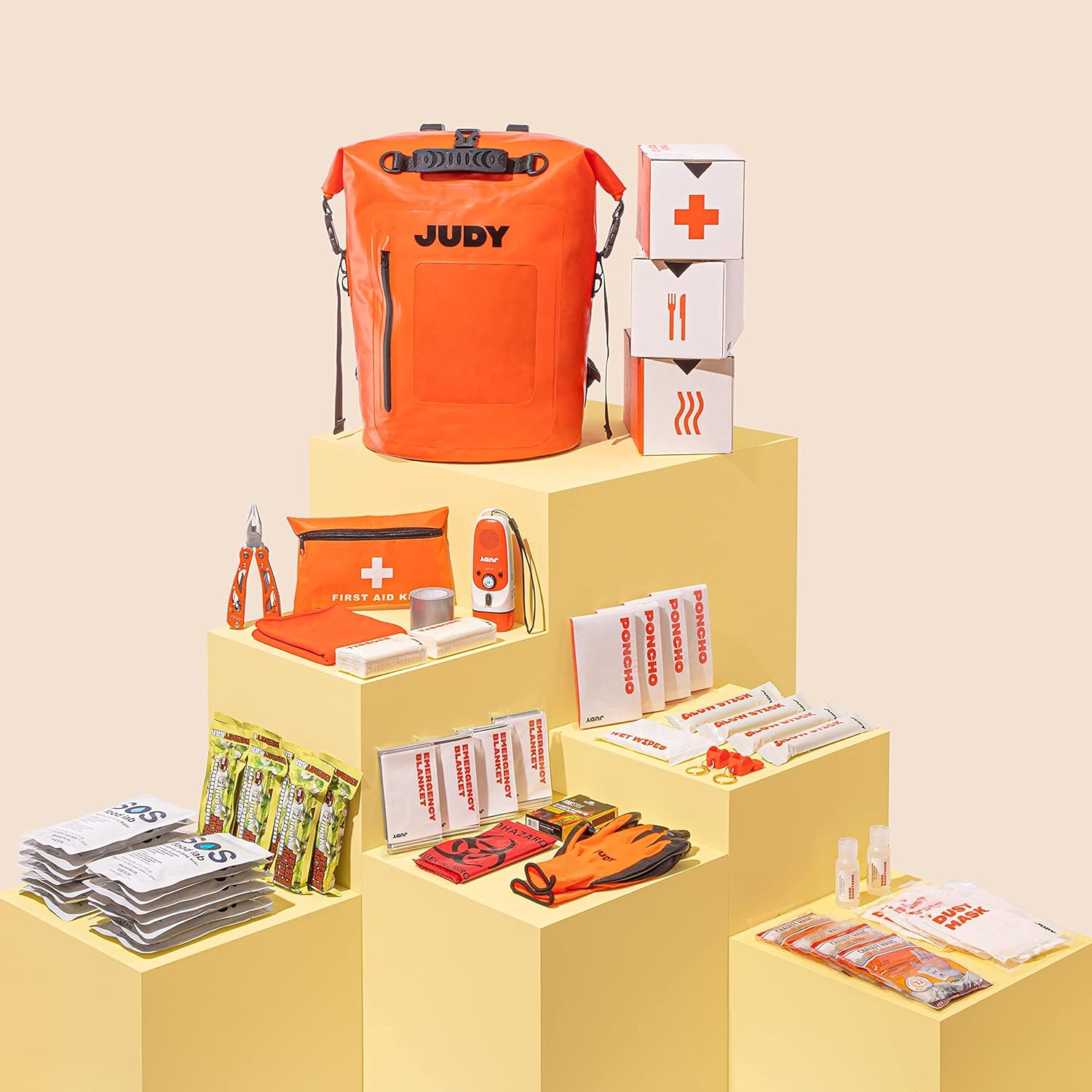 JUDY Emergency Preparedness Dry Backpack - The Mover Max - Disaster Bag for Hurricanes, Earthquakes, and More - Supports Up to 4 People