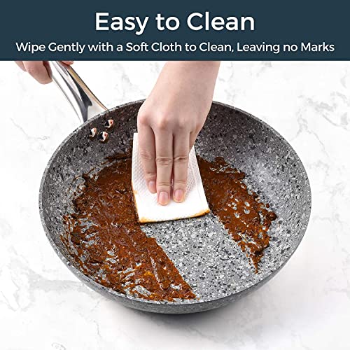 KOCH SYSTEME CS 8"+11" Premium Nonstick granite stone Frying Pan Sets, Gray Nonstick Frying Pan Sets with Lids, Aluminum Pan for Effortless Cooking