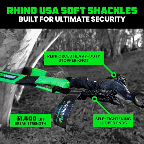 Rhino USA Synthetic Soft Shackle Rope (2-Pack) - 1/2 Inch x 22 Inch (44,050lb Min Break Strength) Offroad Soft Shackle Recovery Kit for Truck, UTV