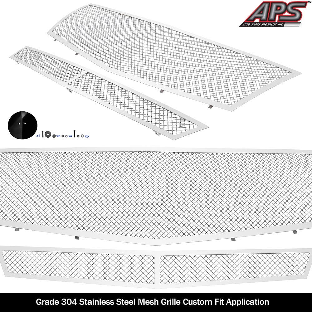 Compatible with 2008-2013 Cadillac CTS Stainless Steel Mesh Grille Grill Insert Combo A77768T