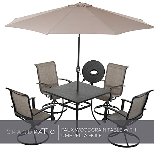 Grand patio 7-Piece Patio Dining Set for 6, Outdoor Dining Set with Swiviel Patio Chairs & 1 Rectangular Woodgrain Dining Table with Umbrella Hole