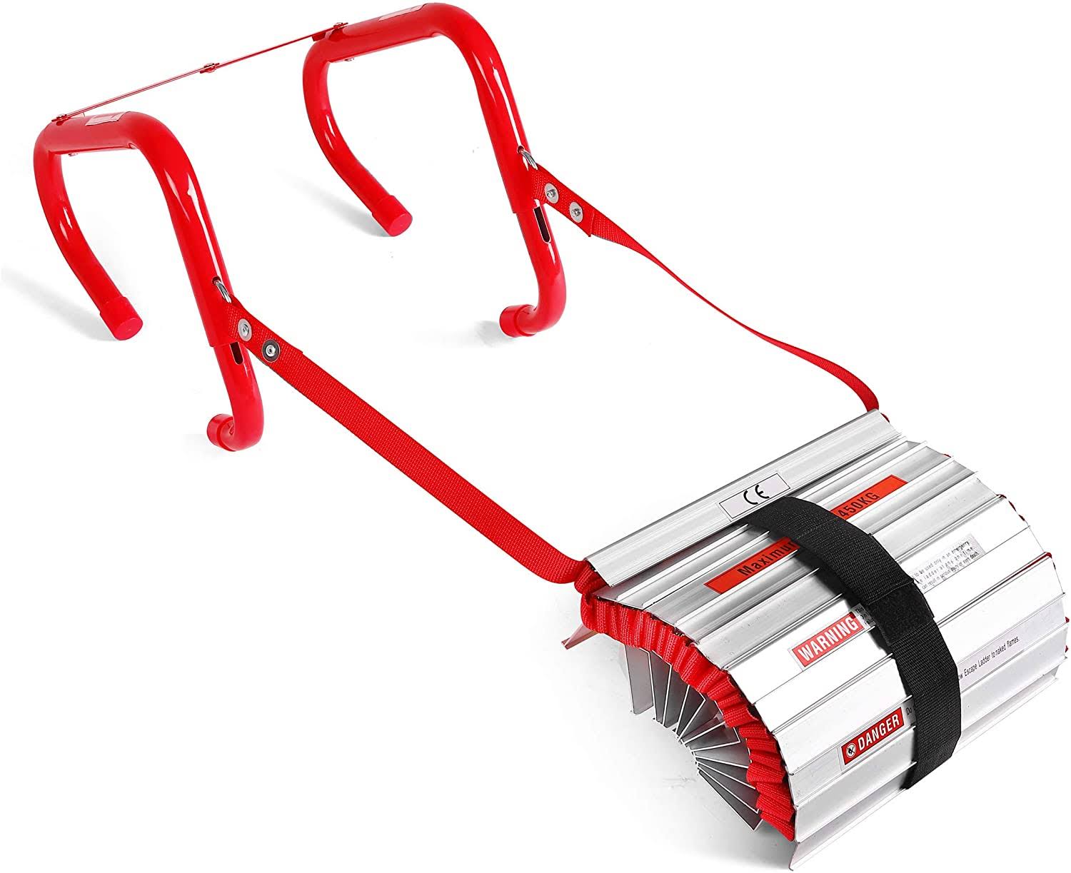 Emergency Fire Escape Ladder, Portable Ladder with Anti-Slip Rungs and Wide Step