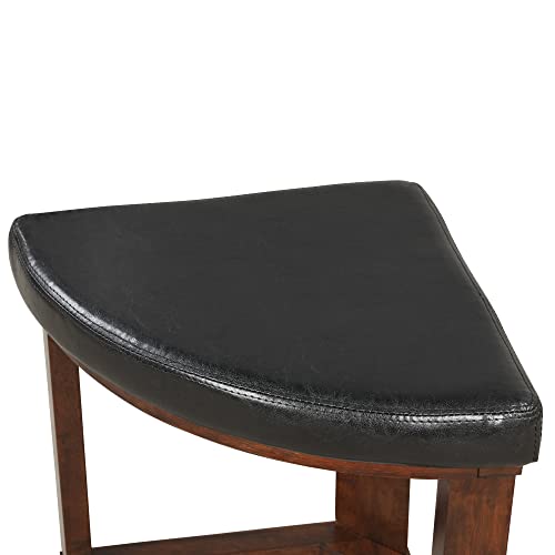 Roundhill Furniture Cylina Solid Wood Glass Top Round Coffee Table with 4 Stools, Espresso
