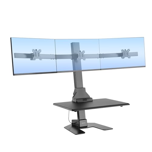 Mount-It! Electric Standing Desk Converter - Motorized Sit-Stand Desk Riser with Monitor Mount