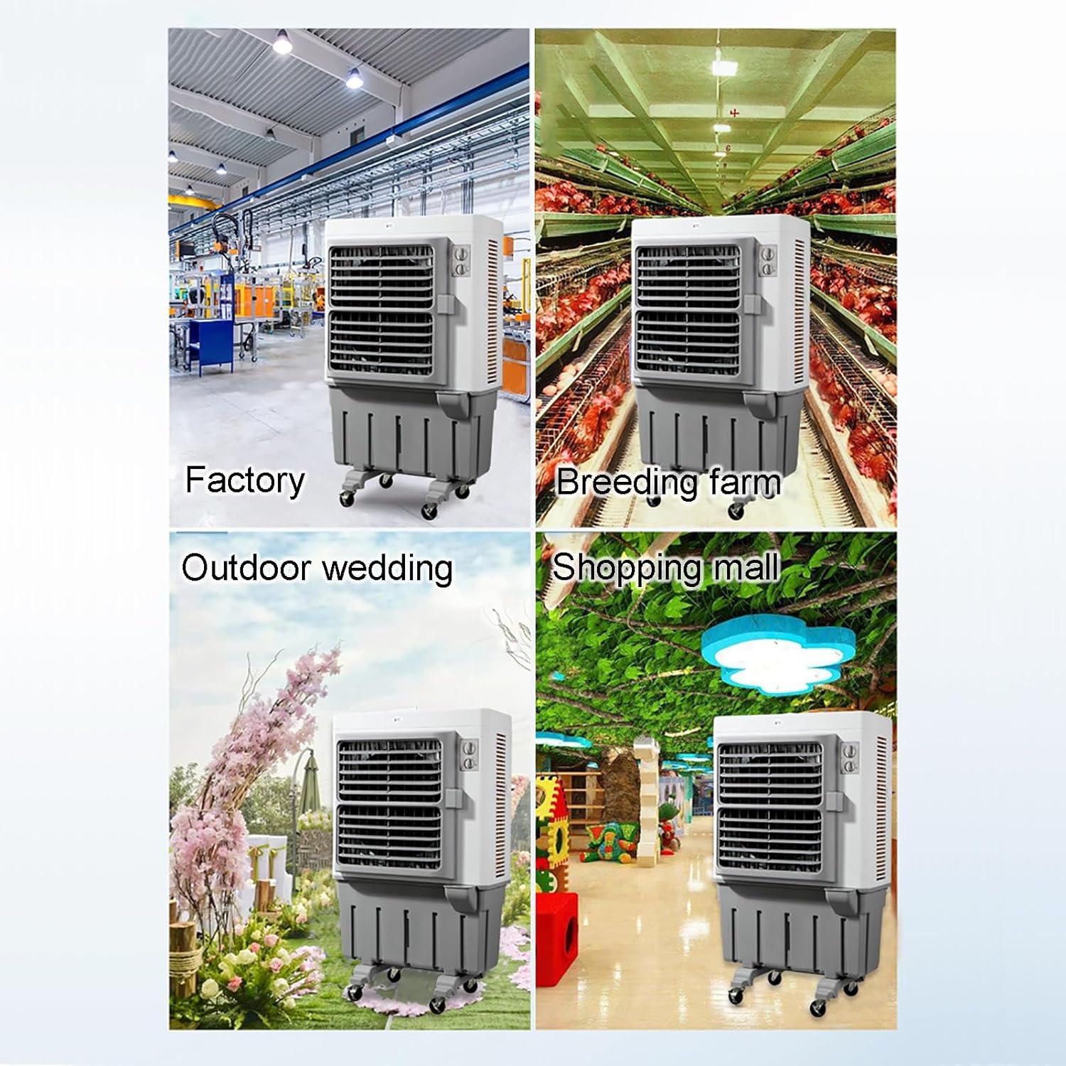 Commercial Evaporative Air Cooler Fan, 3-in-1 Swamp Cooler with 120L/26 Gal Water Tank, 3 Speeds, Household Cooler