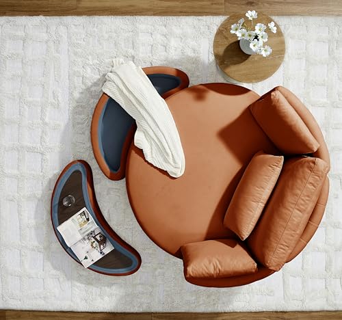 51.5-Inch Oversized Swivel Accent Barrel Chair with Storage Ottoman ,Button Decor and 4 Pillows