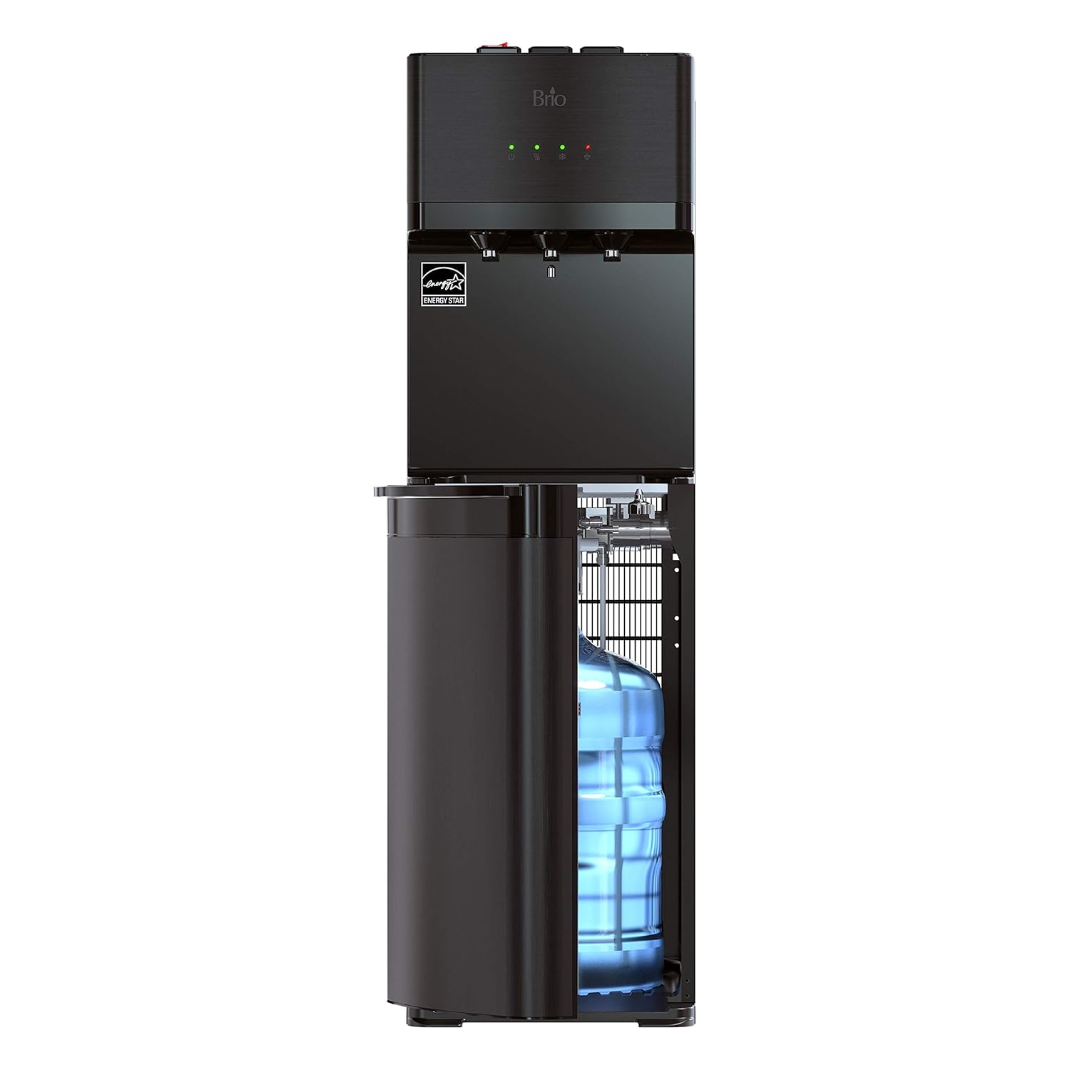 Brio Self Cleaning Bottom Loading Water Cooler Water Dispenser &ndash; Black Stainless Steel - 3 Temperature Settings - Hot, Room & Cold Water
