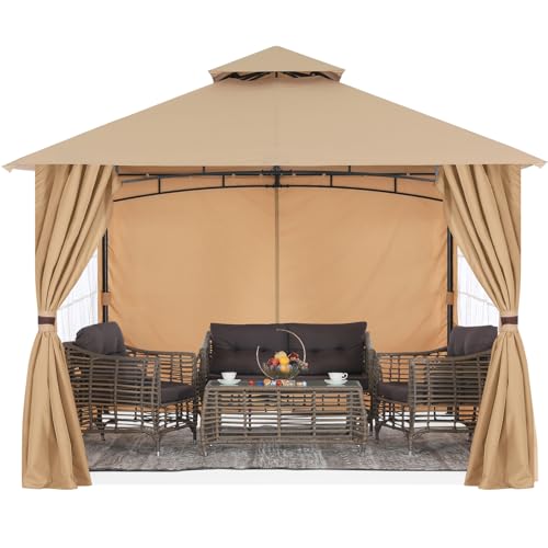 MASTERCANOPY Patio Gazebo Steel Frame Outdoor Gazebo with Windows Curtains (11x11,Dark Gray)