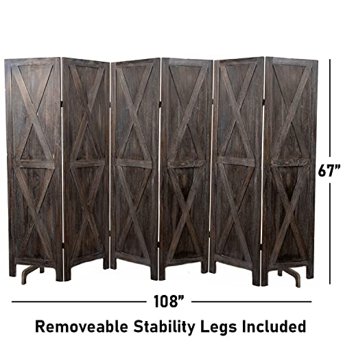 Premium Home Room Divider and Folding Privacy Screens for Partition, Wall dividers, Room Separator, Temporary Wall, Rustic Barnwood (Barnwood X)