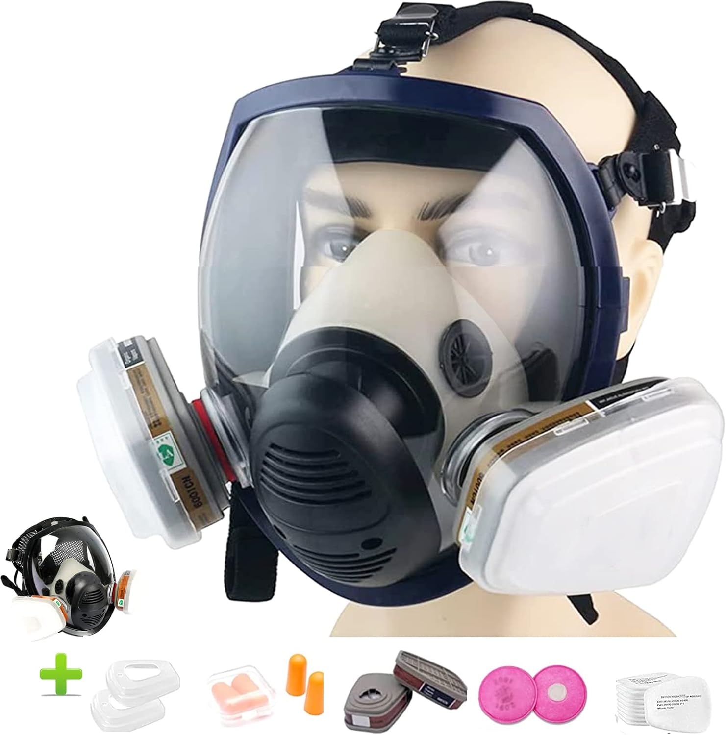 19 IN 1 Full Face Respirator Reusable Full Face Wide Field of View For Gas Respirator Painting Welding Woodworking Other Work Protection