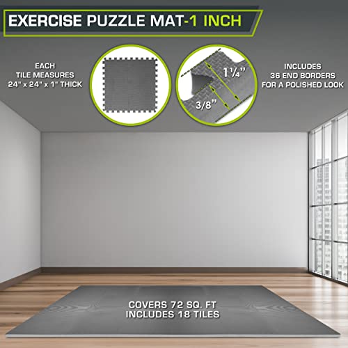 ProsourceFit Extra Thick Puzzle Exercise Mat , EVA Foam Interlocking Tiles for Protective, Cushioned Workout Flooring for Home and Gym Equipment