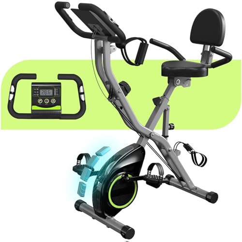 Foldable Exercise Bike Stationary Bikes for Home, 5 IN 1 Indoor Workout Bike, Cycling Bike with 16-Level Quiet Magnetic Resistance