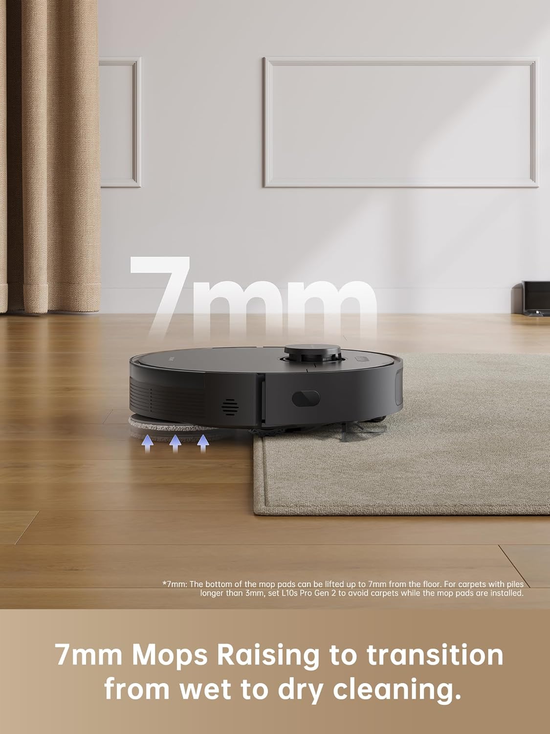 dreame L10s Pro Gen 2 Robot Vacuum and Mop Combo, 7000Pa Suction, DuoScrub Mopping,7mm Auto Lifting Mop, Ultrasonic Carpet Detection