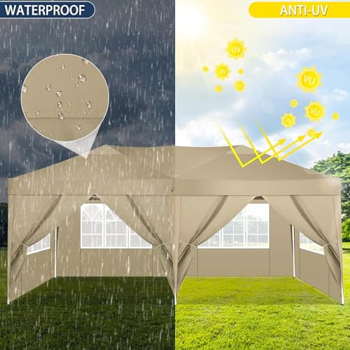 COBIZI Canopy 10x20 Pop Up Canopy Tent with 6 Sidewalls Party Tents for Parties Weddings Backyard Waterproof Canopy Outdoor Commercial Canopy Event