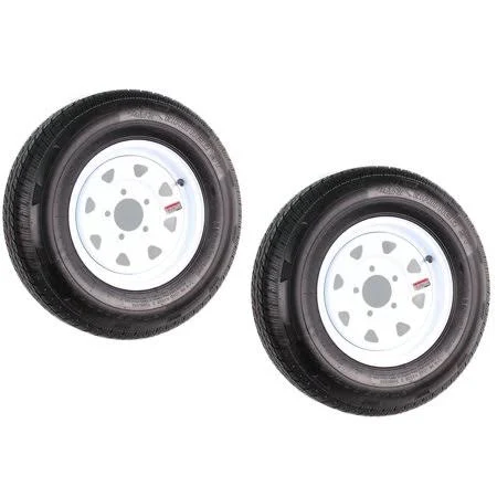 2-pk Trailer Tire on Rim St175/80r13 175/80 LRC 5 Hole Steel White Spoke Wheel 31951X2