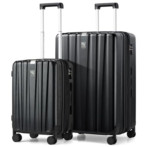 Hanke 29 Inch Luggage Suitcases With Spinner Wheels Lightweight PC hardside Rolling Suitcase With Travel Lock, Checked-Large 29-Inch(Blackish Green)