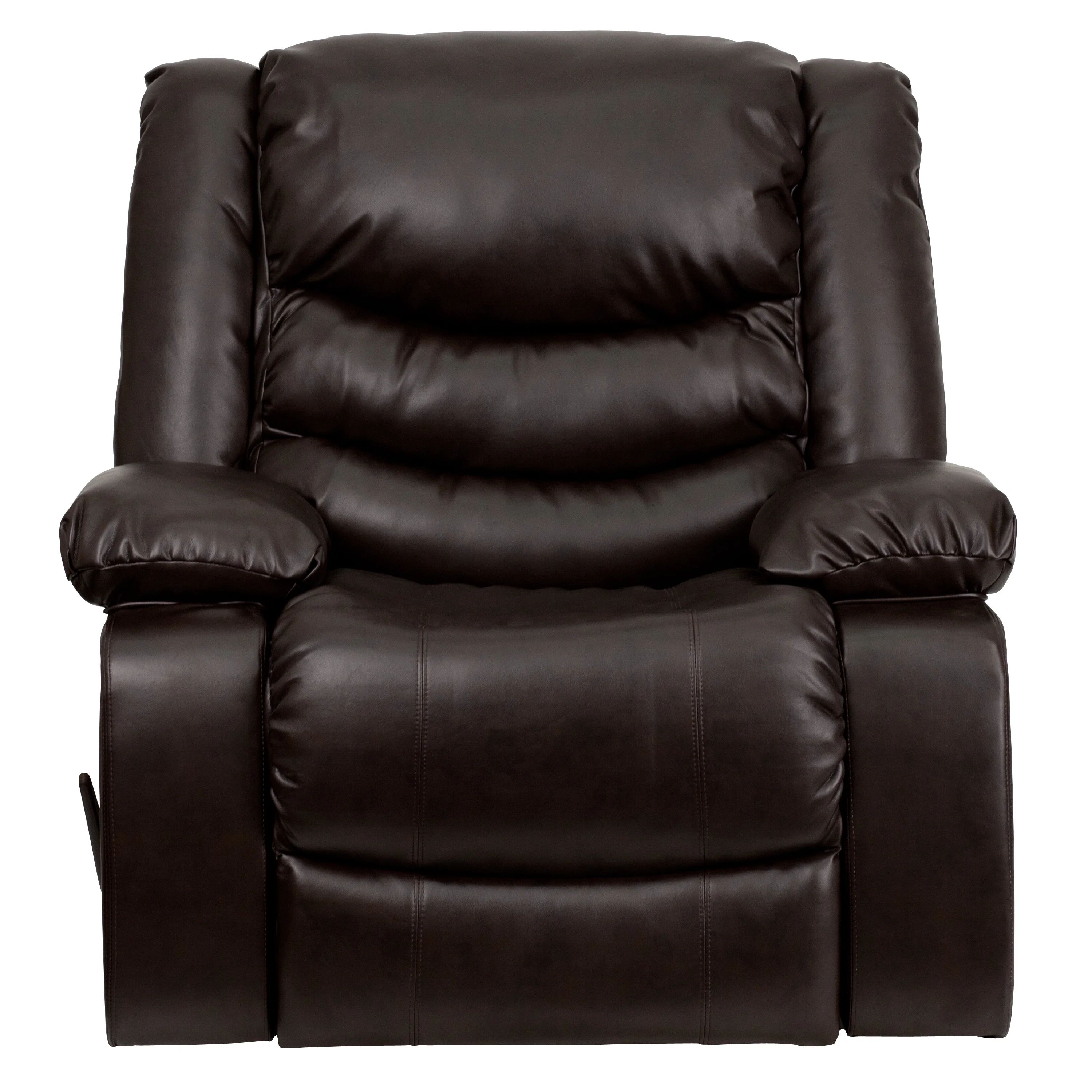 Flash Furniture Kyle Plush Brown LeatherSoft Lever Rocker Recliner with Padded Arms