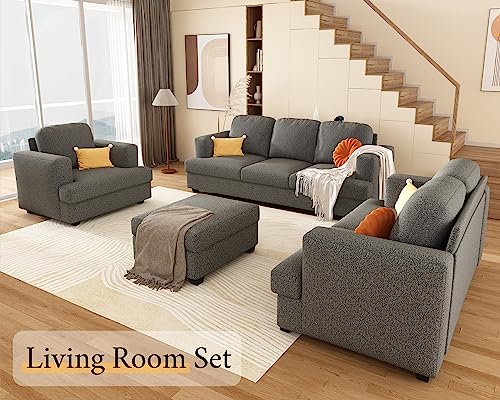 Couch, Comfy Sofa Couch with 24" Extra Deep Seats, Offwhite Modern Sofa- 3 Seater Sofa Couch for Living Room Apartment Lounge, Bouclé