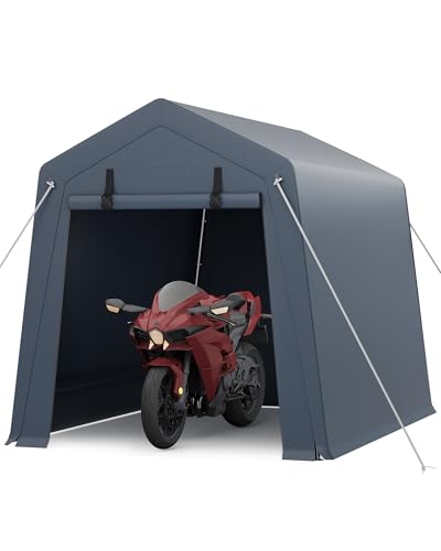 7x10 FT Portable Outdoor Storage Shed with 2 Roll-Up Zipper Doors & Vents, 240G Heavy-Duty Shelter Waterproof PE Tarp