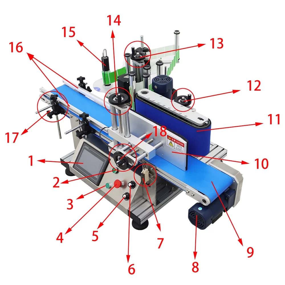INTSUPERMAI Automatic Round Bottle Labeling Machine High Speed Label Applicator Machine Desktop Conveyor Table Bottle Diameter 1.18-4.33" LT-150
